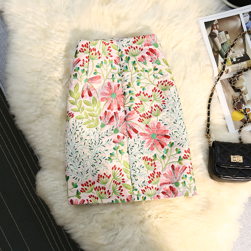 High waist floral one step skirt A-line skirt for women