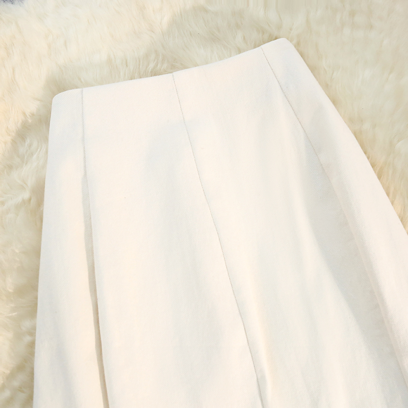 Spring and autumn splice long high waist A-line skirt for women