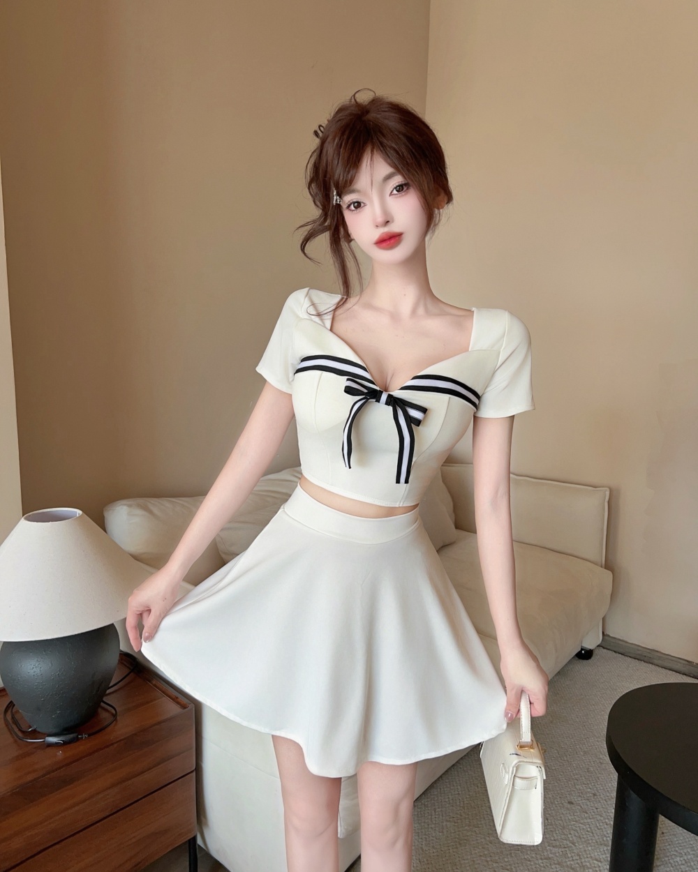 Short sleeve sexy skirt 2pcs set