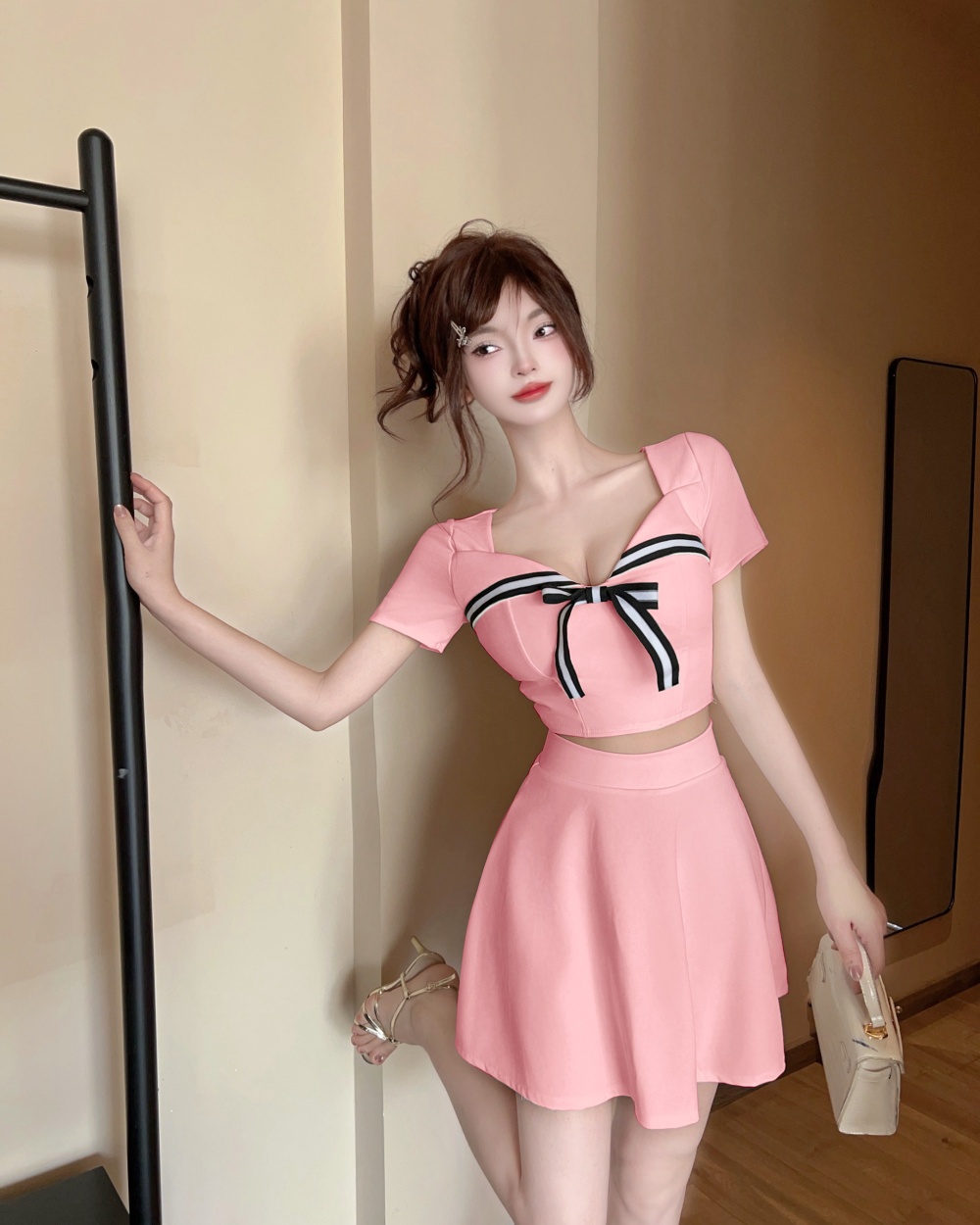 Short sleeve sexy skirt 2pcs set