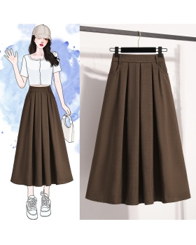 A-line pleated skirt slim long skirt