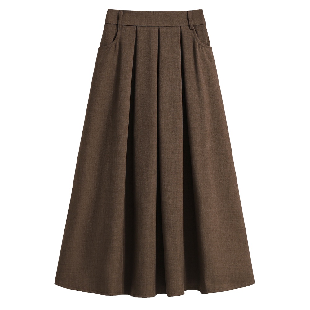 A-line pleated skirt slim long skirt