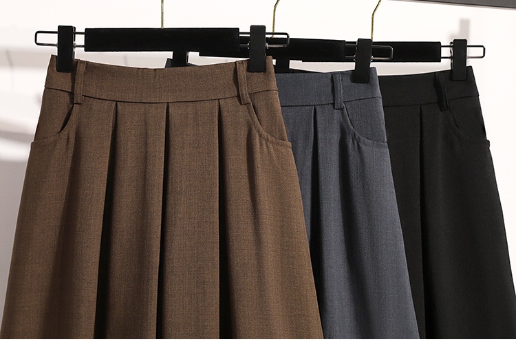 A-line pleated skirt slim long skirt