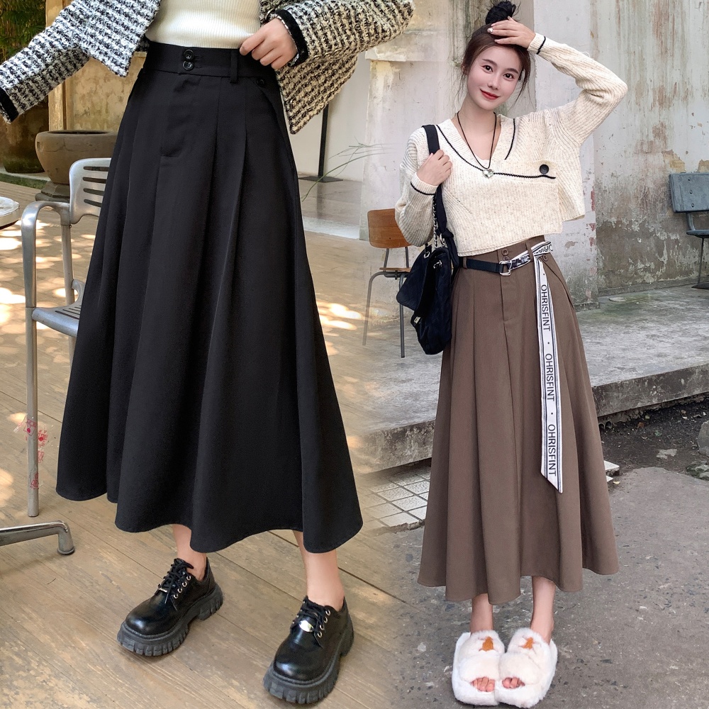 A-line long long skirt high waist skirt