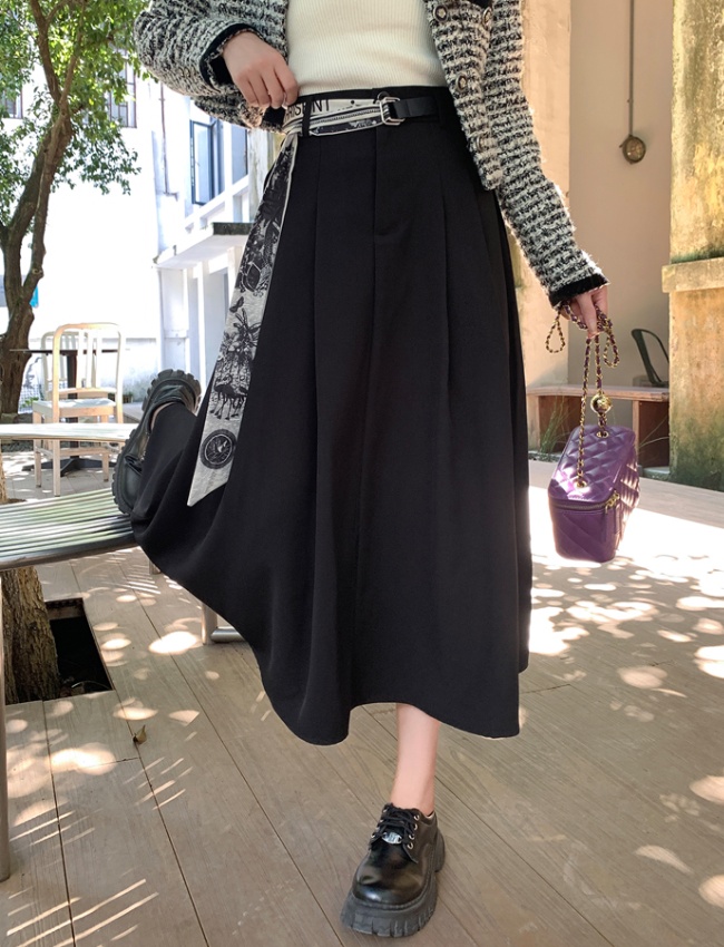 A-line long long skirt high waist skirt