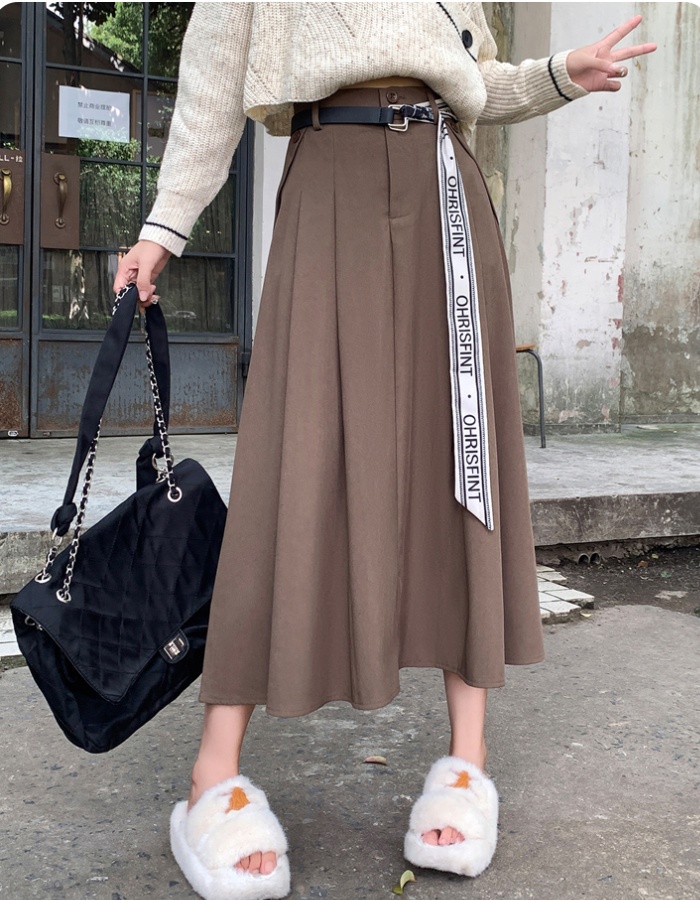 A-line long long skirt high waist skirt