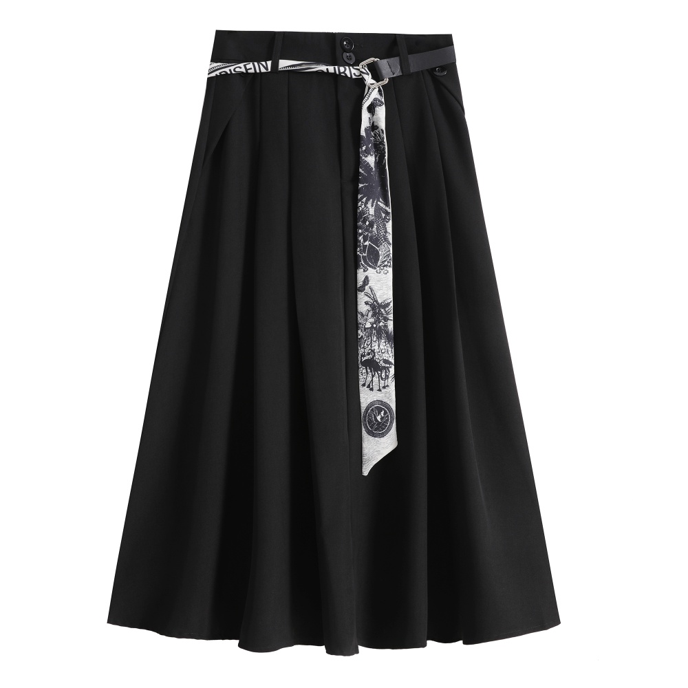 A-line long long skirt high waist skirt