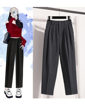 Wide leg drape suit pants nine tenths high waist pants