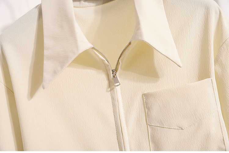 Zip long sleeve white coat temperament France style shirt