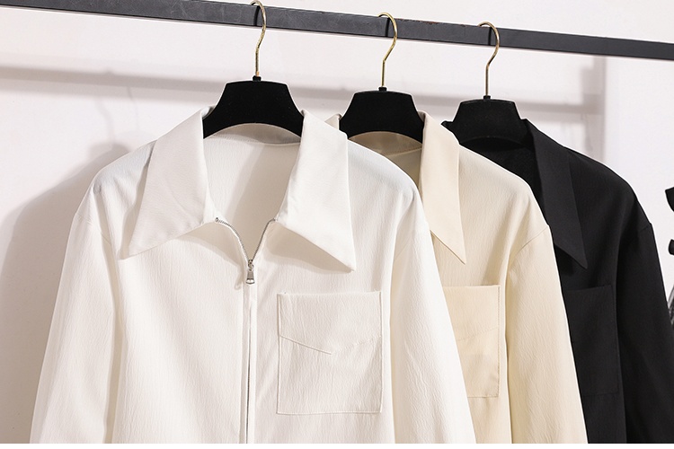 Zip long sleeve white coat temperament France style shirt