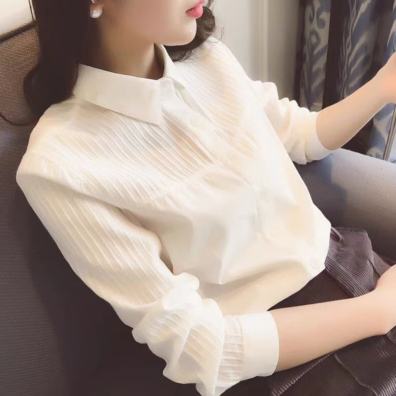 Simple fashion tops white slim shirt for women