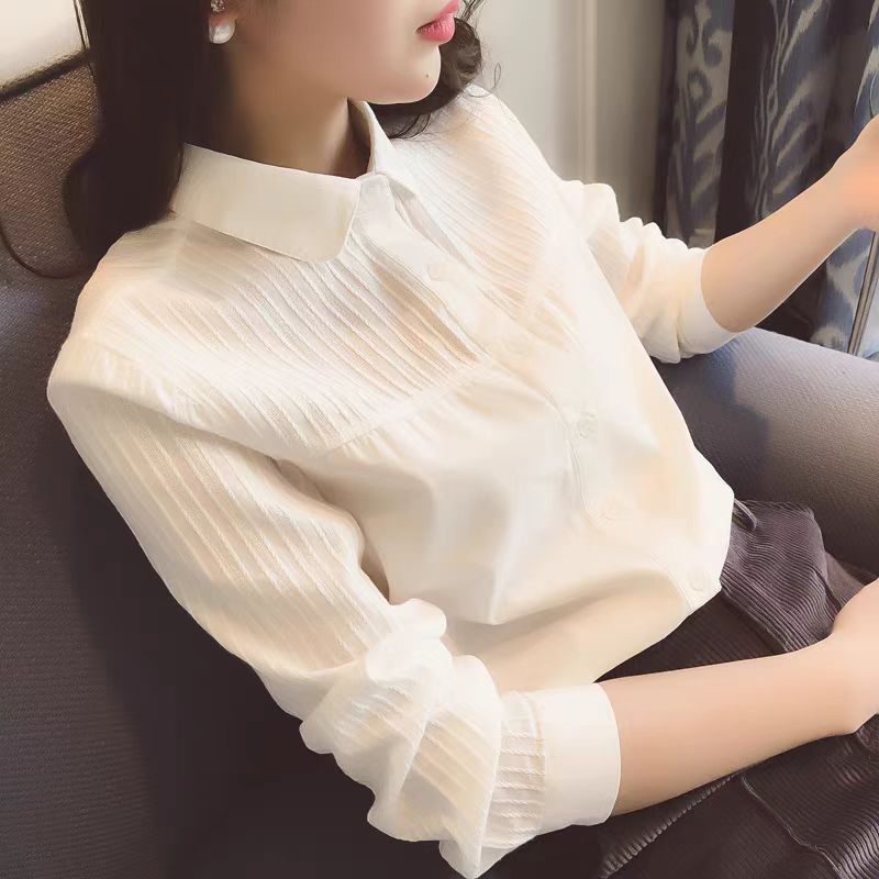 Simple fashion tops white slim shirt for women