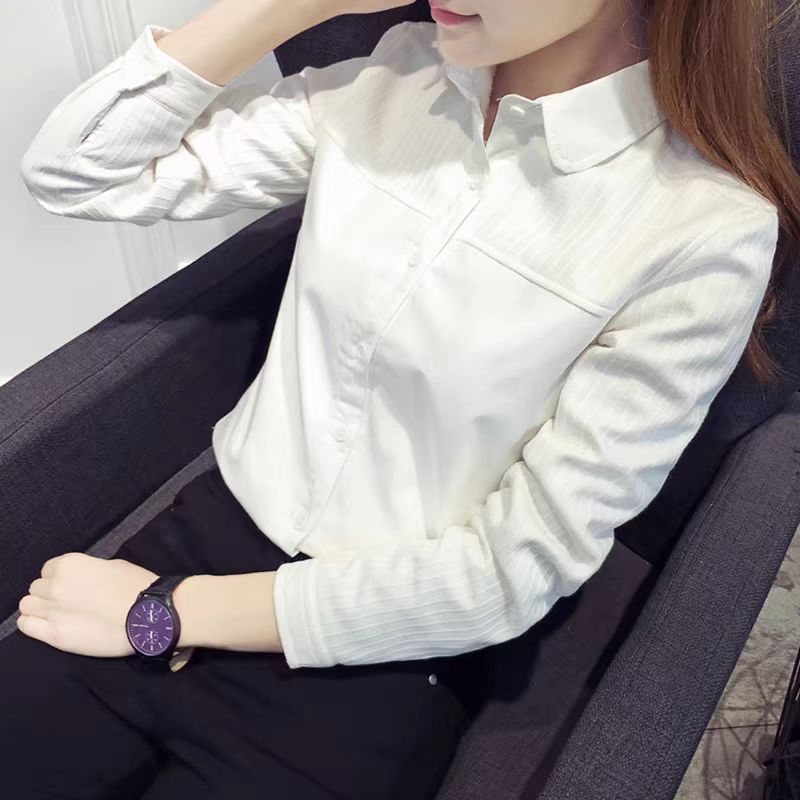 Simple fashion tops white slim shirt for women