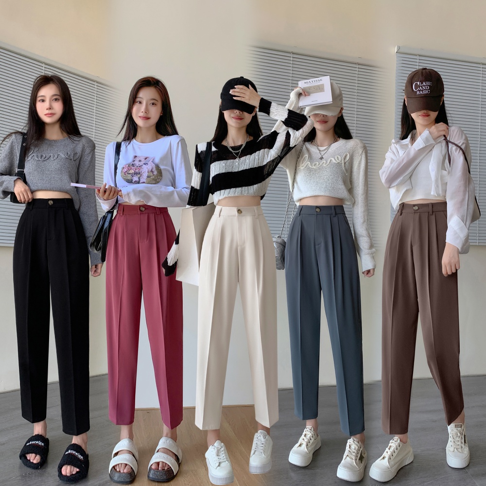 Black drape loose pants Casual slim suit pants for women