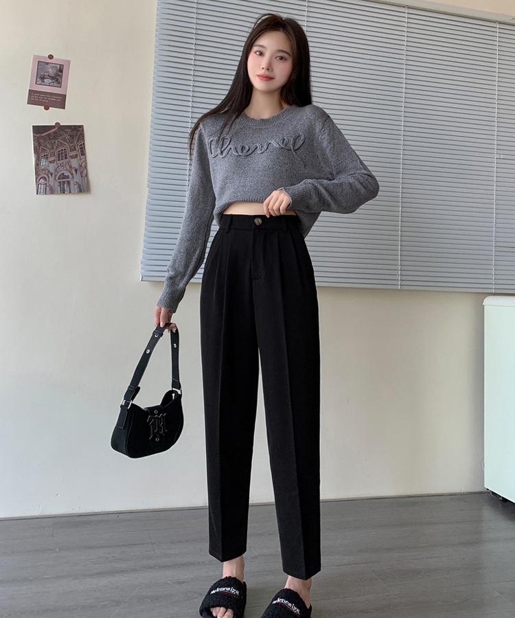 Black drape loose pants Casual slim suit pants for women