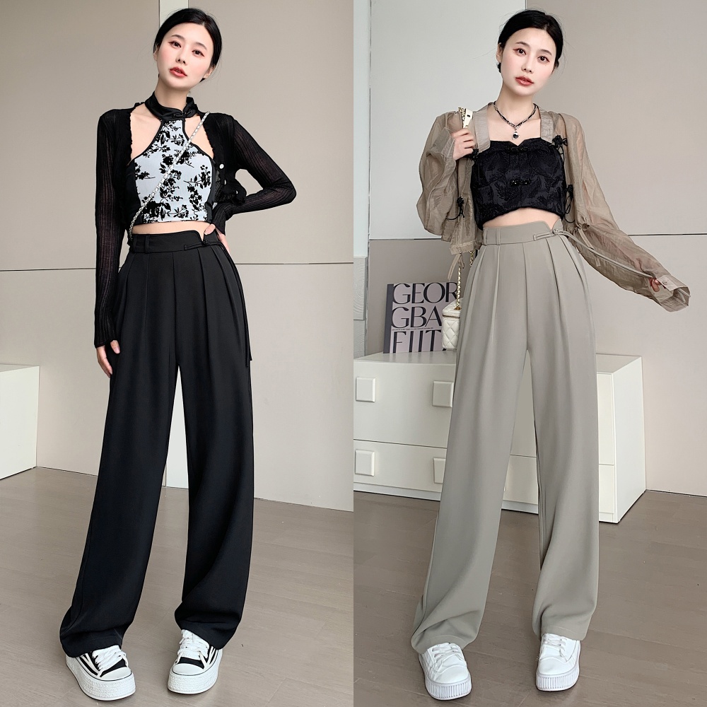 High waist casual pants all-match wide leg pants