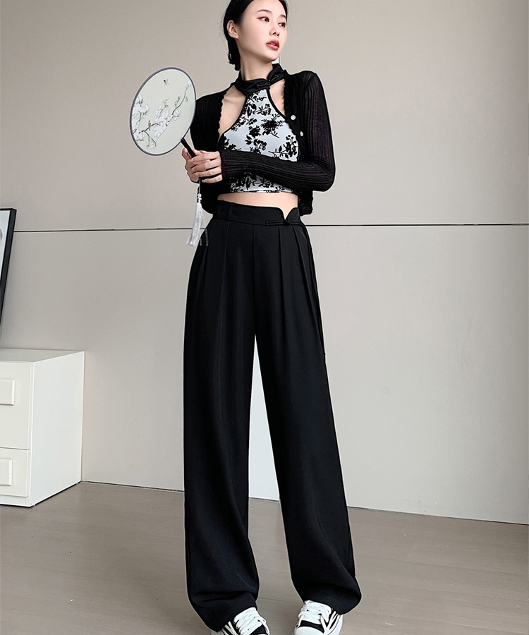 High waist casual pants all-match wide leg pants