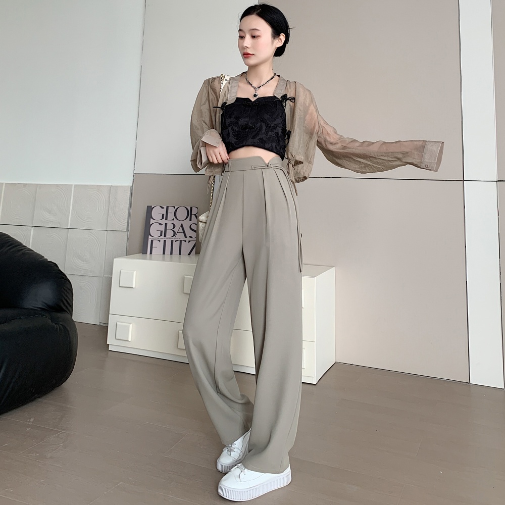 High waist casual pants all-match wide leg pants