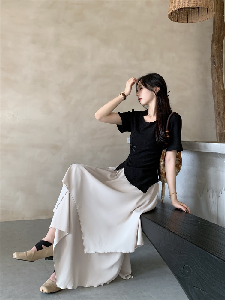 Temperament slim skirt irregular long skirt for women