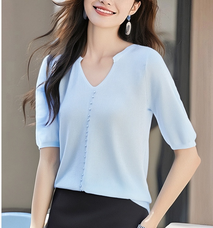 V-neck T-shirt spring and summer sweater for women