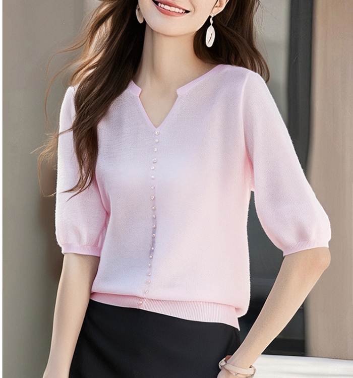 V-neck T-shirt spring and summer sweater for women