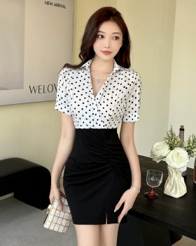 Package hip mixed colors dress polka dot sexy work clothing