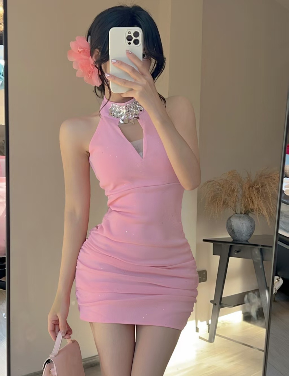 Short bottoming sleeveless package hip sexy dress