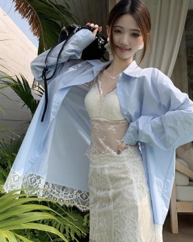 All-match lace loose shirt