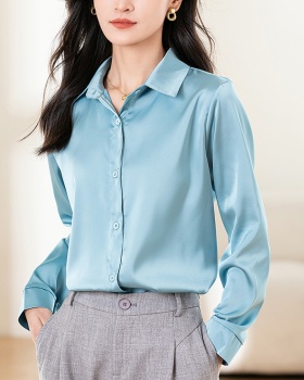 Satin spring long sleeve temperament shirt for women