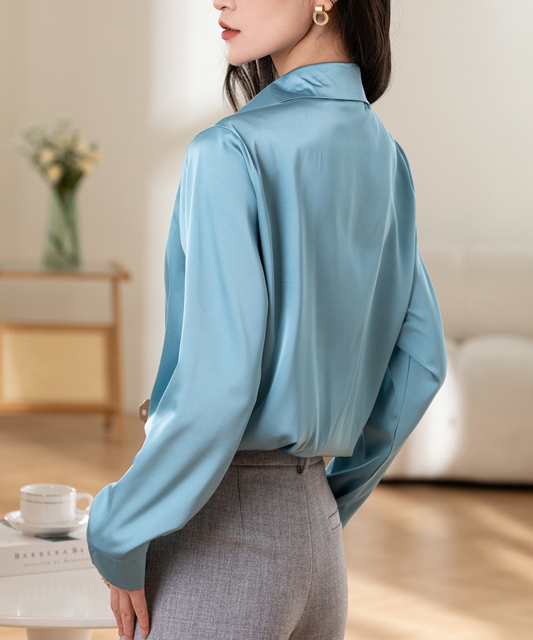 Satin spring long sleeve temperament shirt for women