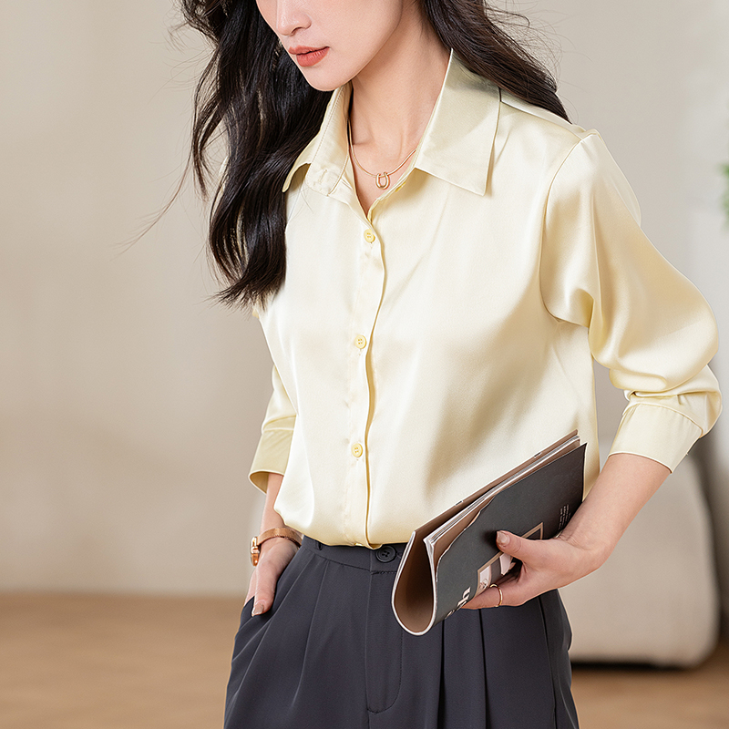 Satin spring long sleeve temperament shirt for women