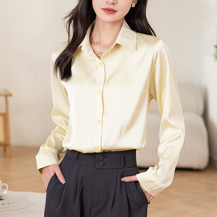 Satin spring long sleeve temperament shirt for women