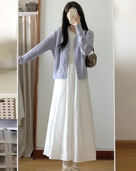 Hollow white long dress spring dress a set for women