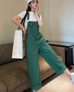 Summer straight pants jumpsuit fashion bib pants a set