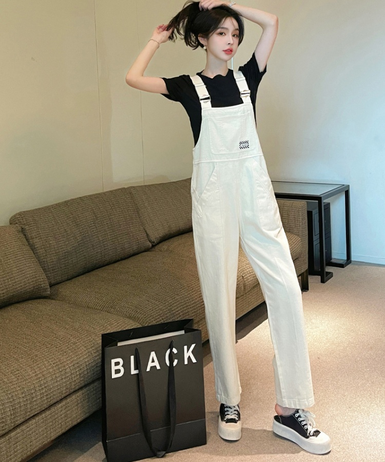 Summer straight pants jumpsuit fashion bib pants a set