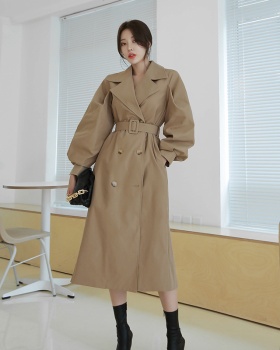 Loose temperament windbreaker long overcoat for women