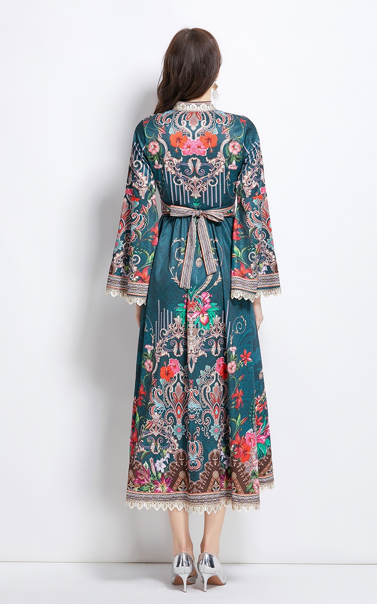 Pattern spring and summer national style long dress