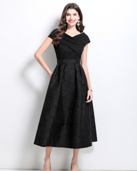 Flat shoulder retro formal dress spring dress