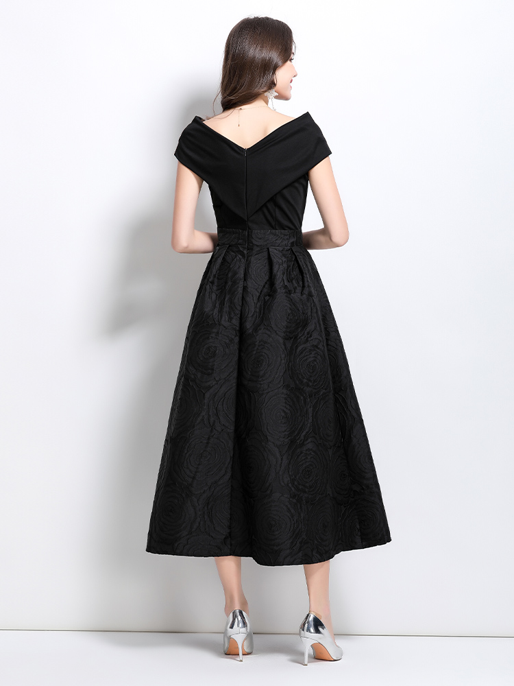 Flat shoulder retro formal dress spring dress