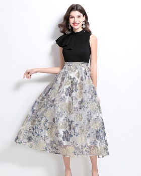 Lotus leaf edges formal dress retro dress