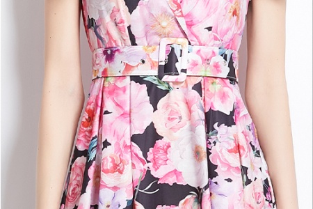 Vacation long painting sleeveless spring flowers dress