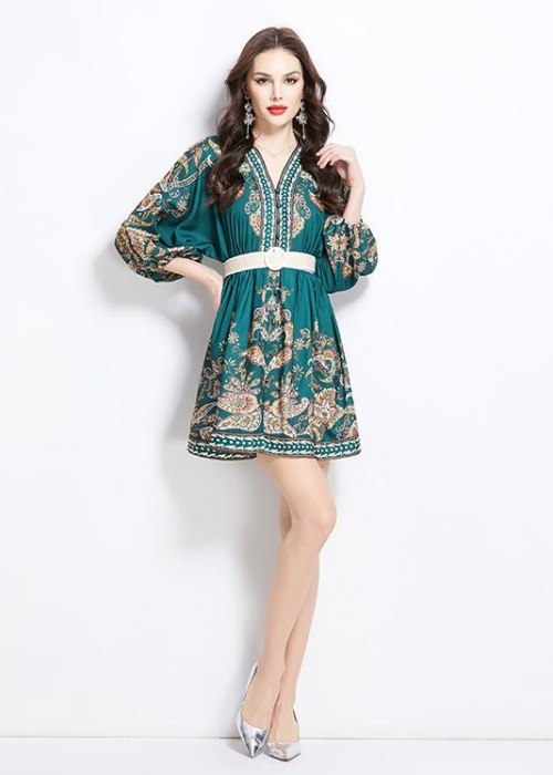 Temperament spring and summer elegant V-neck dress