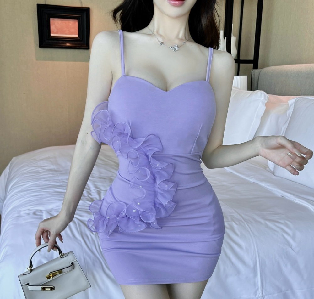 Tight splice sling sexy package hip flowers dress