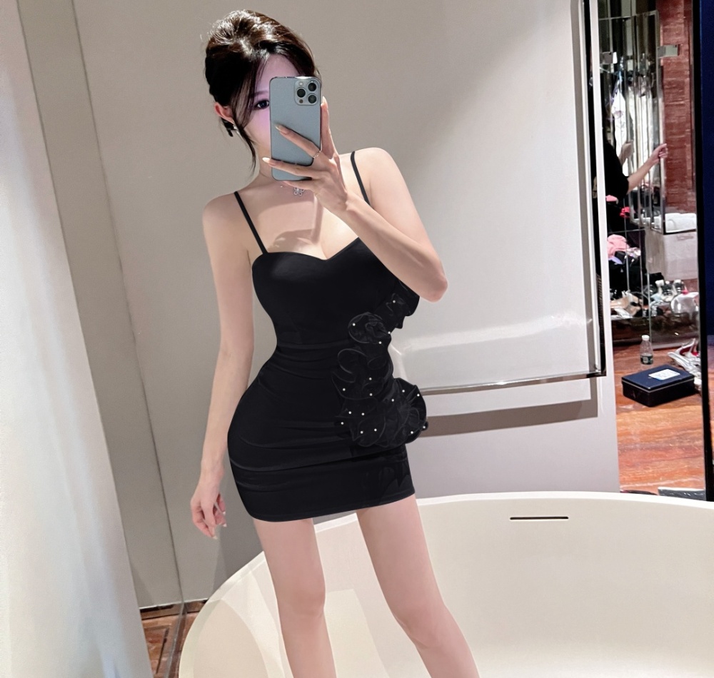 Tight splice sling sexy package hip flowers dress