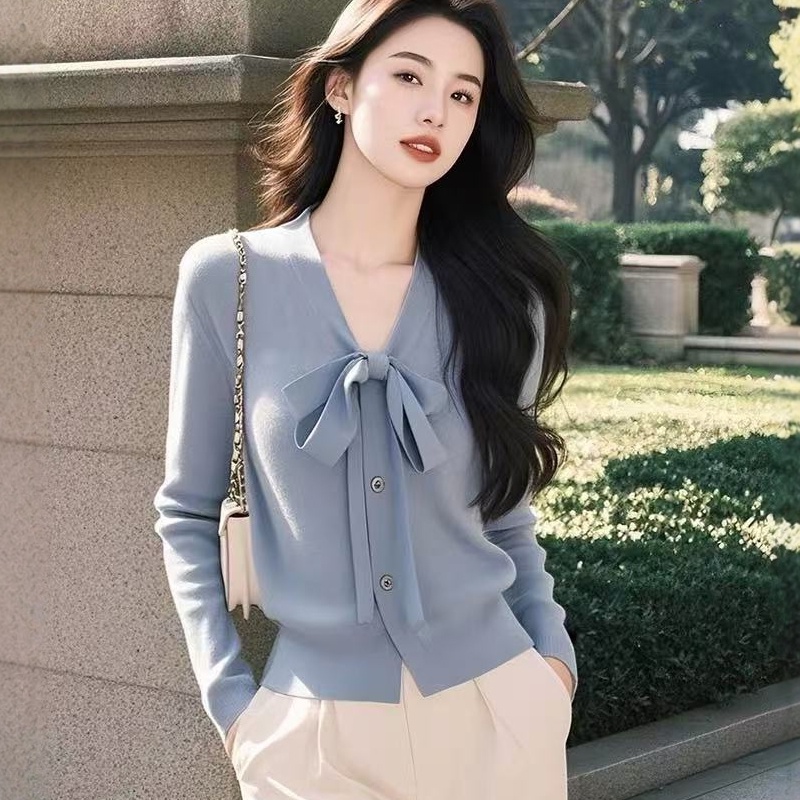 France style bow tops spring and summer V-neck coat