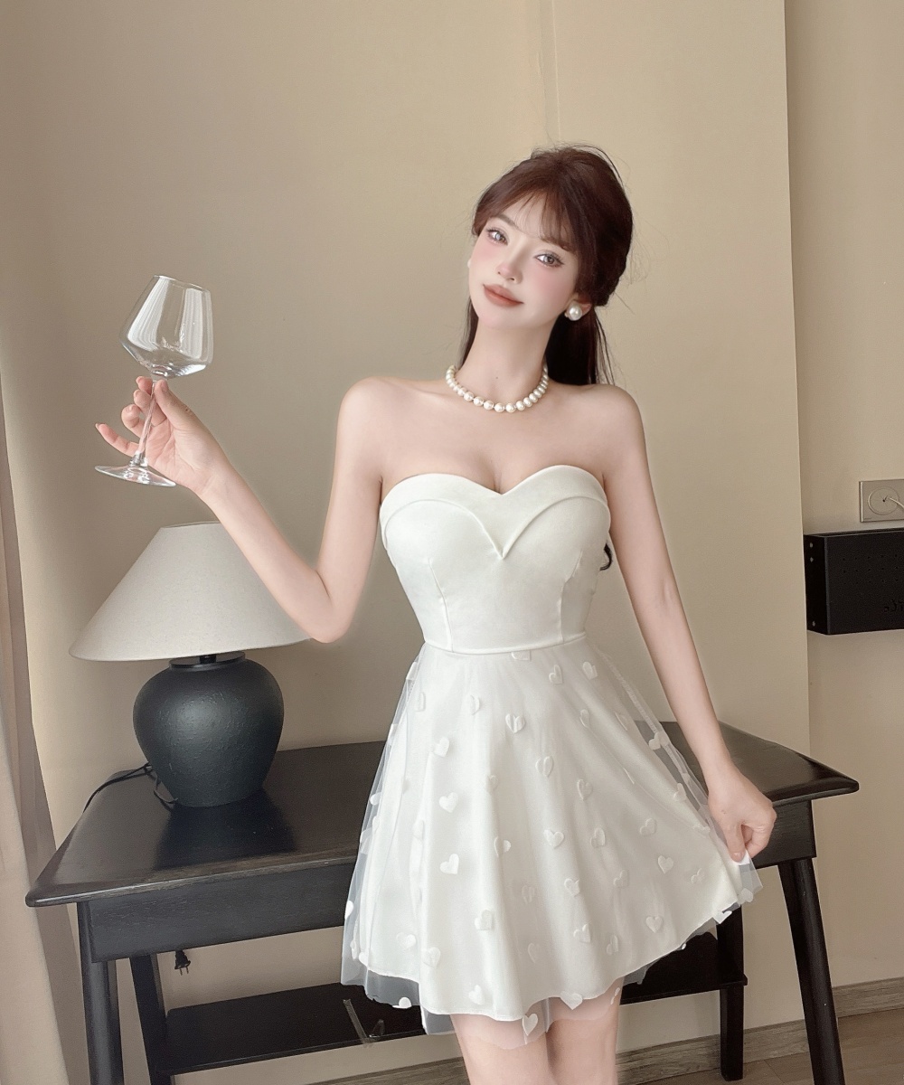 Splice gauze formal dress short package hip dress