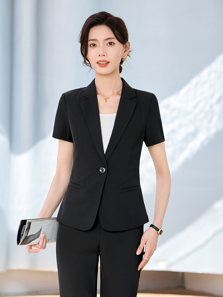 Black coat temperament business suit a set for women