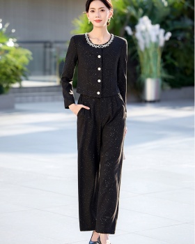 Spring jacket wide leg pants 2pcs set for women