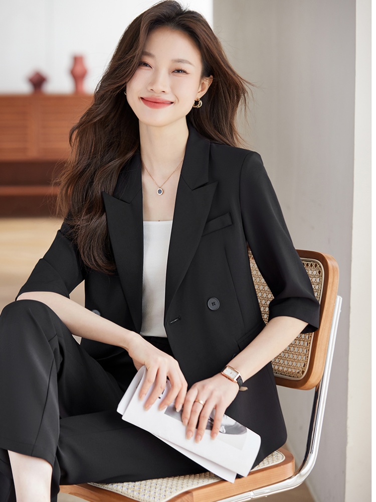 Spring coat loose suit pants 2pcs set for women