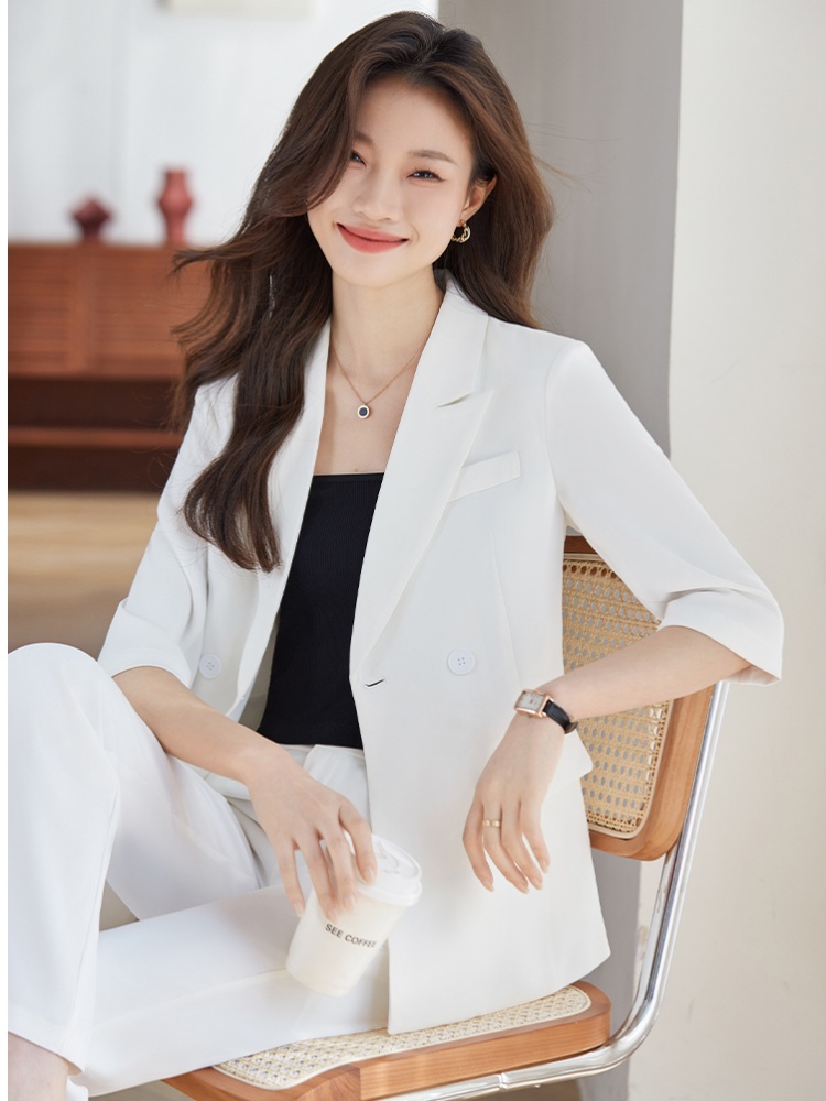 Spring coat loose suit pants 2pcs set for women